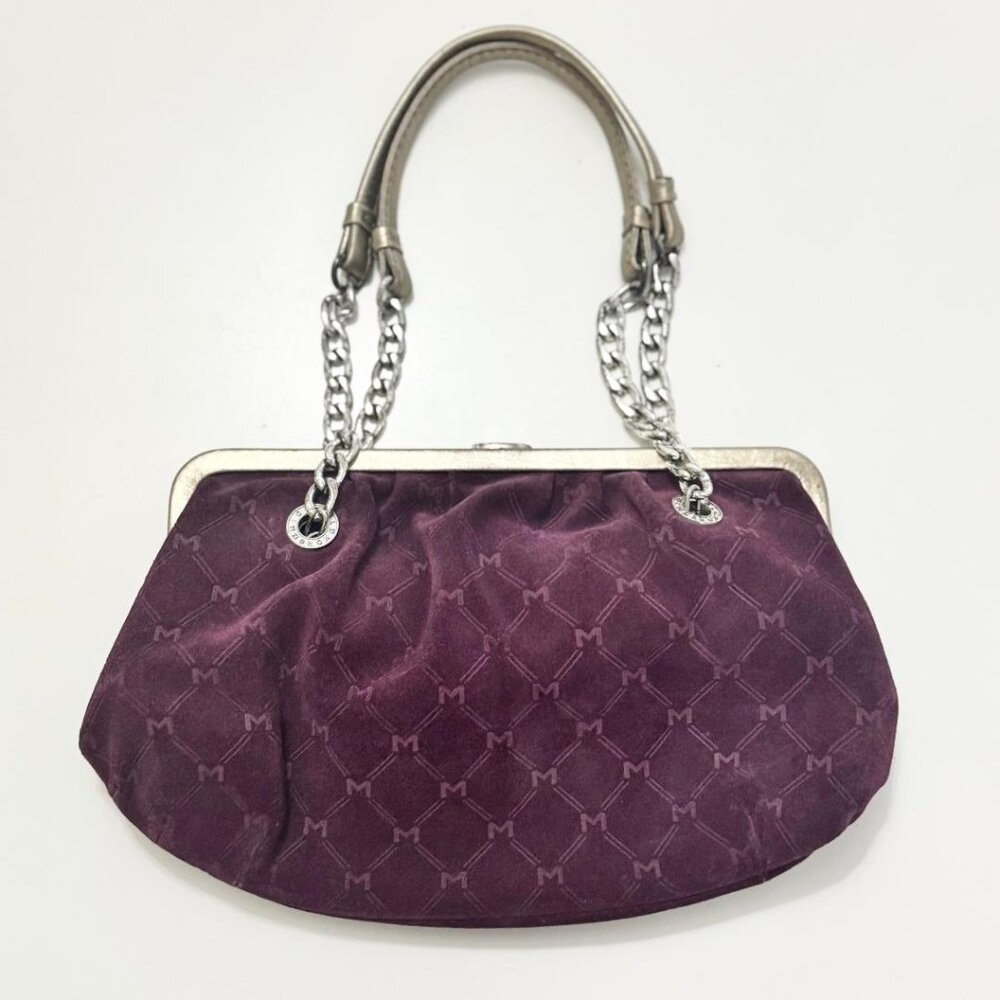 Michael Kors Purple Suede Logo Shoulder Bag Handbag Purse